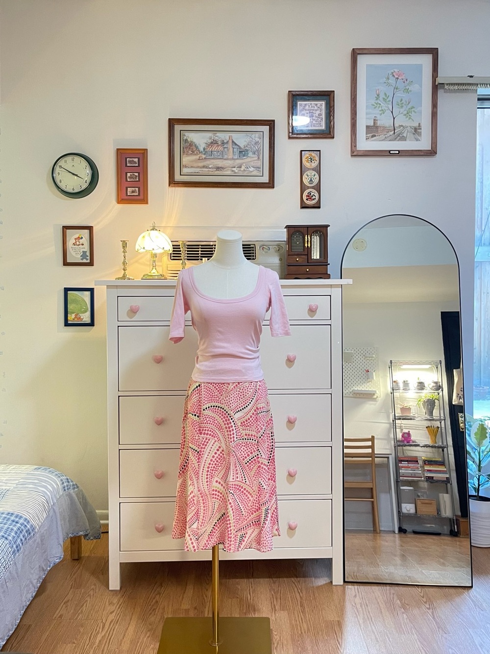 Talbots Pink Patterned Midi Silk Skirt
